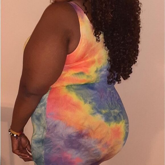 ribbed rainbow Tie Dye dress sz.XL - Picture 3 of 4